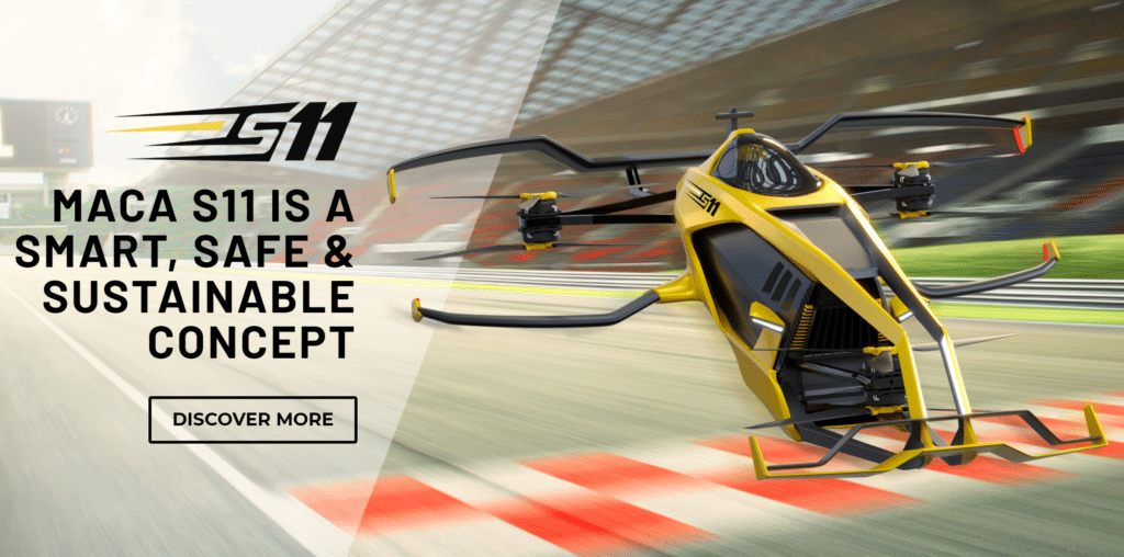 You are currently viewing MACA Deploys Racecar Technology in Creation of Hybrid Carcopter S Eleven Flying Vehicle
<span class="bsf-rt-reading-time"><span class="bsf-rt-display-label" prefix=""></span> <span class="bsf-rt-display-time" reading_time="2"></span> <span class="bsf-rt-display-postfix" postfix="min read"></span></span><!-- .bsf-rt-reading-time -->